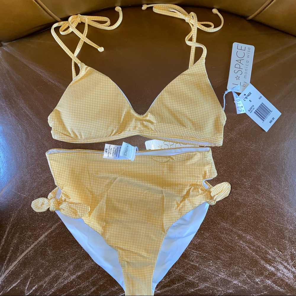 L*Space Bikini Set Sunshine Gold Gingham Small